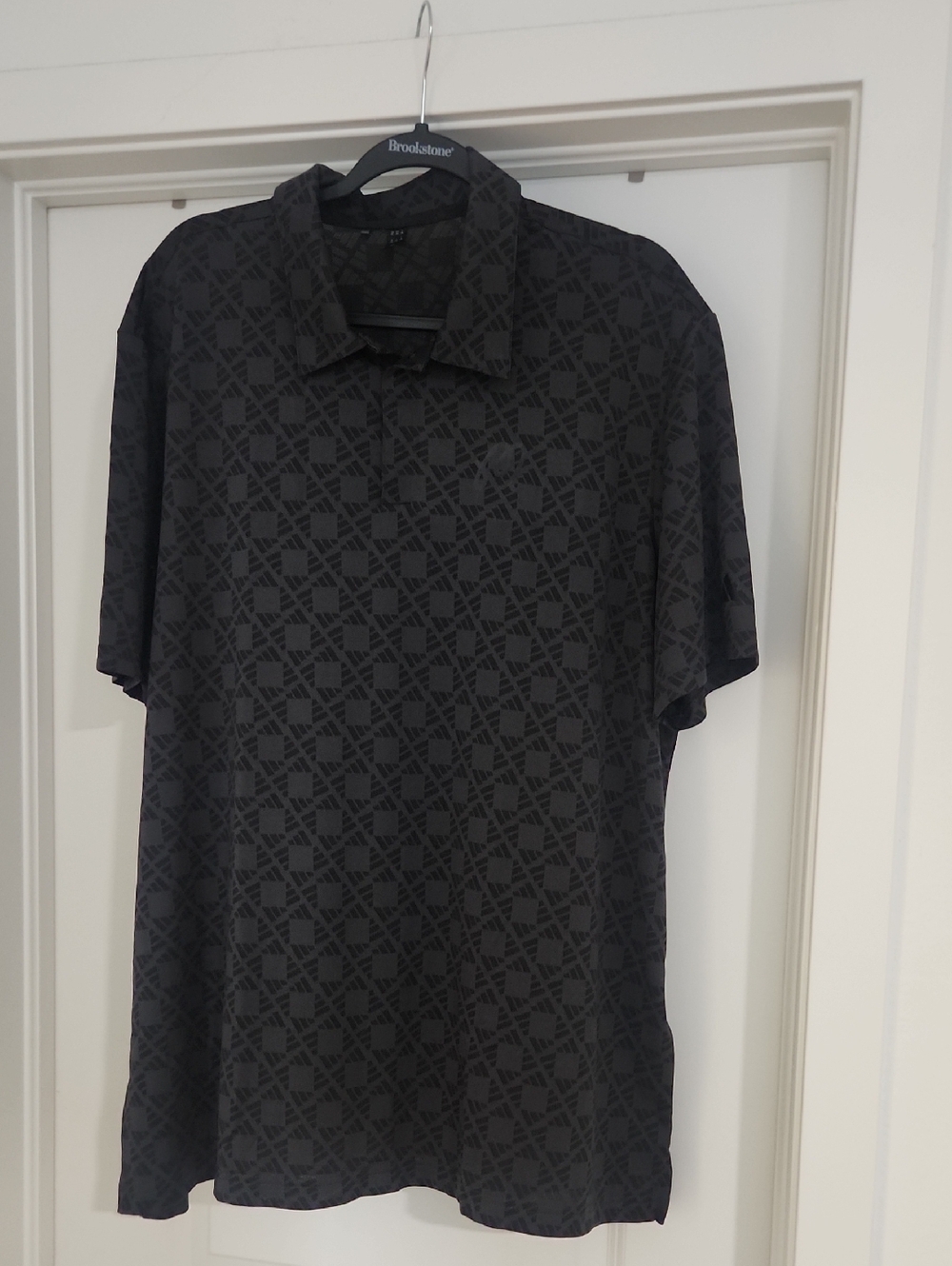 Men's Black Geometric Short-Sleeve Polo